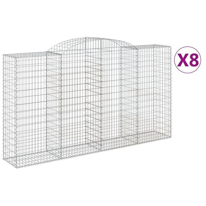 Paniers à gabions arqués 8 pcs 300x50x160/180 cm fer galvanisé - Photo n°2