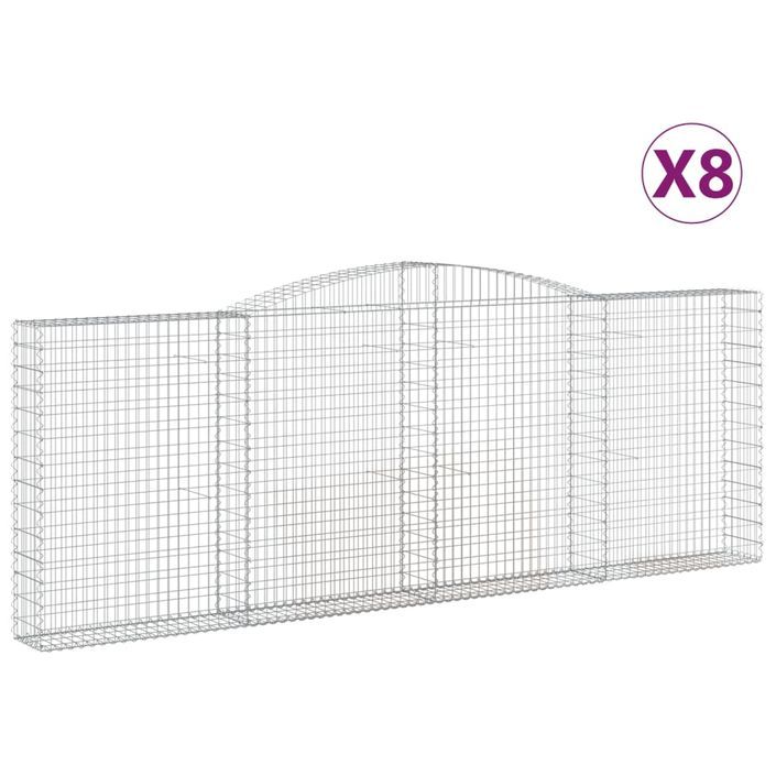 Paniers à gabions arqués 8 pcs 400x30x140/160 cm Fer galvanisé - Photo n°2