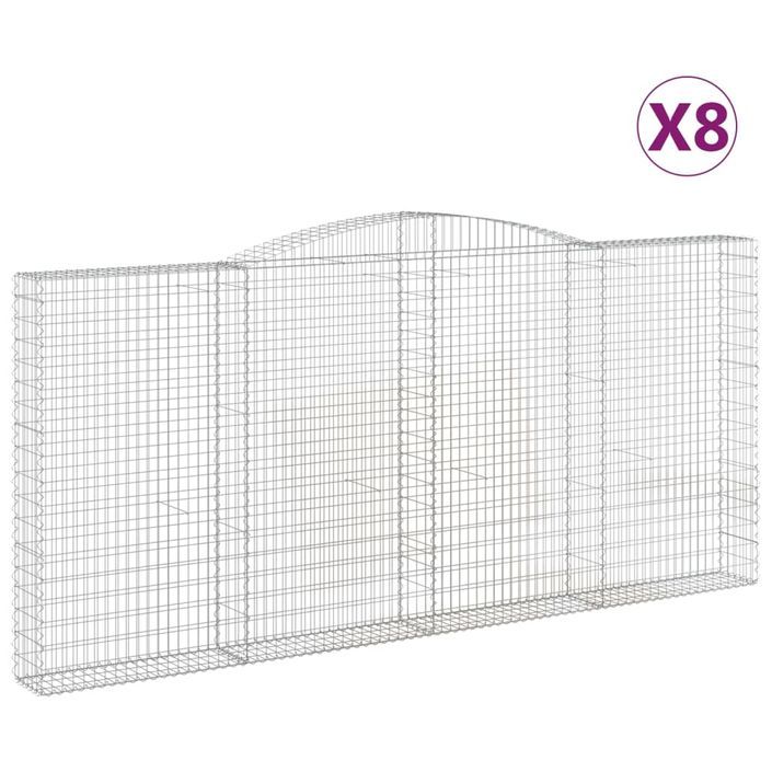 Paniers à gabions arqués 8 pcs 400x30x180/200 cm Fer galvanisé - Photo n°2