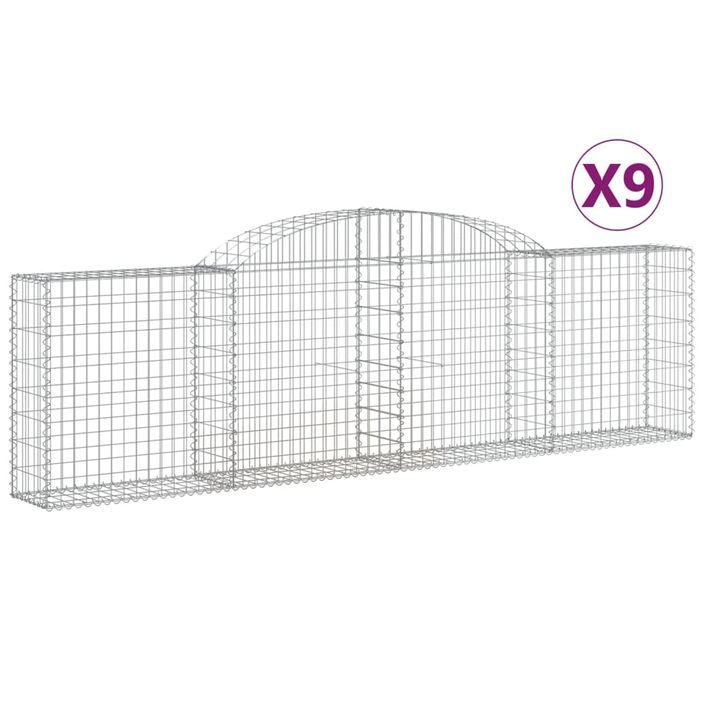 Paniers à gabions arqués 9 pcs 300x30x80/100 cm fer galvanisé - Photo n°2