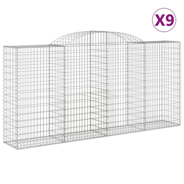 Paniers à gabions arqués 9 pcs 300x50x140/160 cm fer galvanisé - Photo n°2