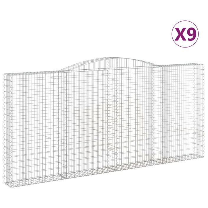 Paniers à gabions arqués 9 pcs 400x30x180/200 cm Fer galvanisé - Photo n°2