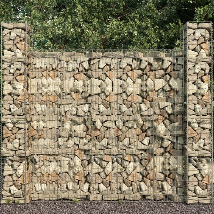 Paniers de gabion 3 pcs Acier galvanisé 25 x 25 x 197 cm - Photo n°1