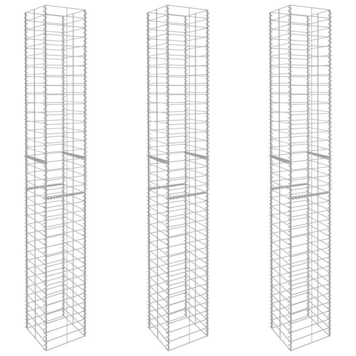 Paniers de gabion 3 pcs Acier galvanisé 25 x 25 x 197 cm - Photo n°2