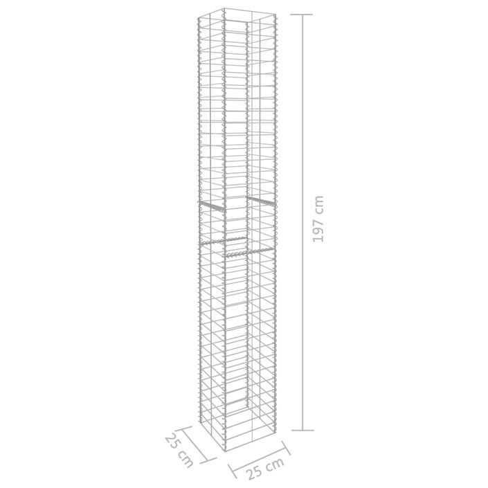 Paniers de gabion 3 pcs Acier galvanisé 25 x 25 x 197 cm - Photo n°6