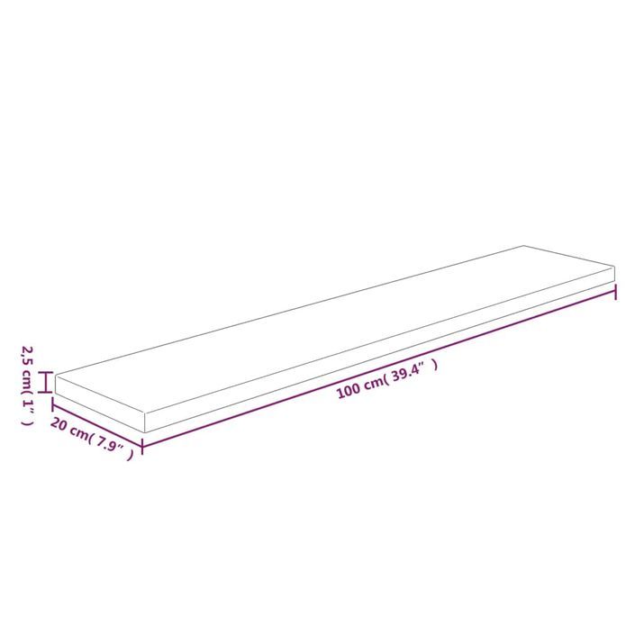 Panneau d'étagère 100x20x2,5 cm Bois de chêne massif non traité - Photo n°4