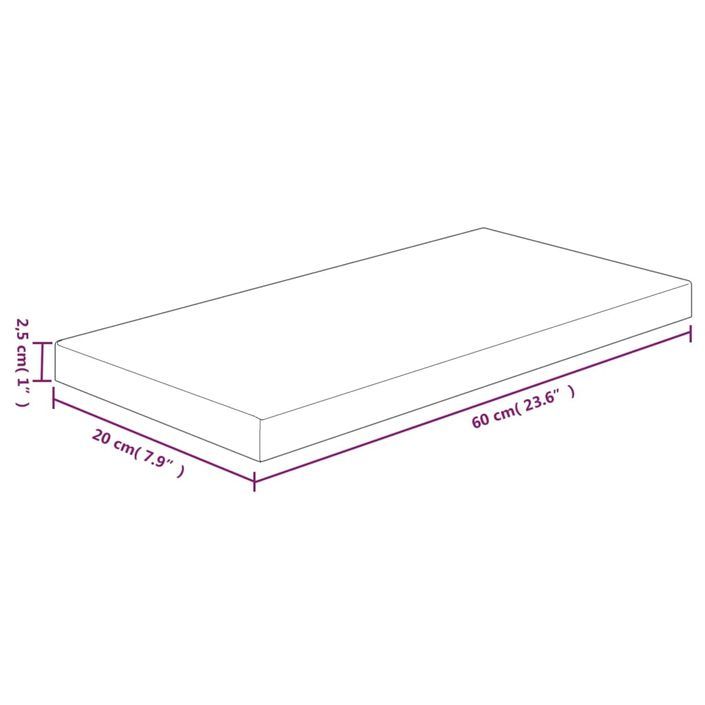 Panneau d'étagère 60x20x2,5 cm Bois de chêne massif non traité - Photo n°4