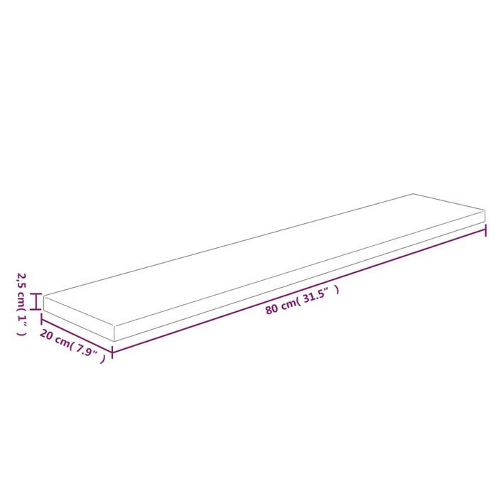 Panneau d'étagère 80x20x2,5 cm Bois de chêne massif non traité - Photo n°4