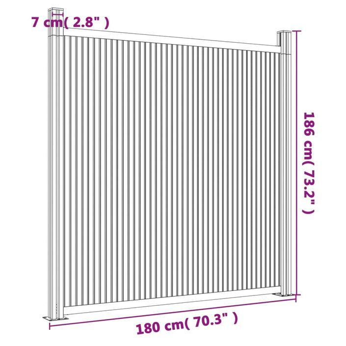 Panneau de clôture avec 2 poteaux gris 180x186 cm WPC - Photo n°8