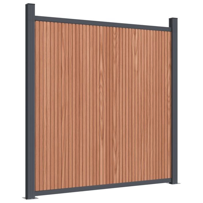 Panneau de clôture avec 2 poteaux marron 180x186 cm WPC - Photo n°2