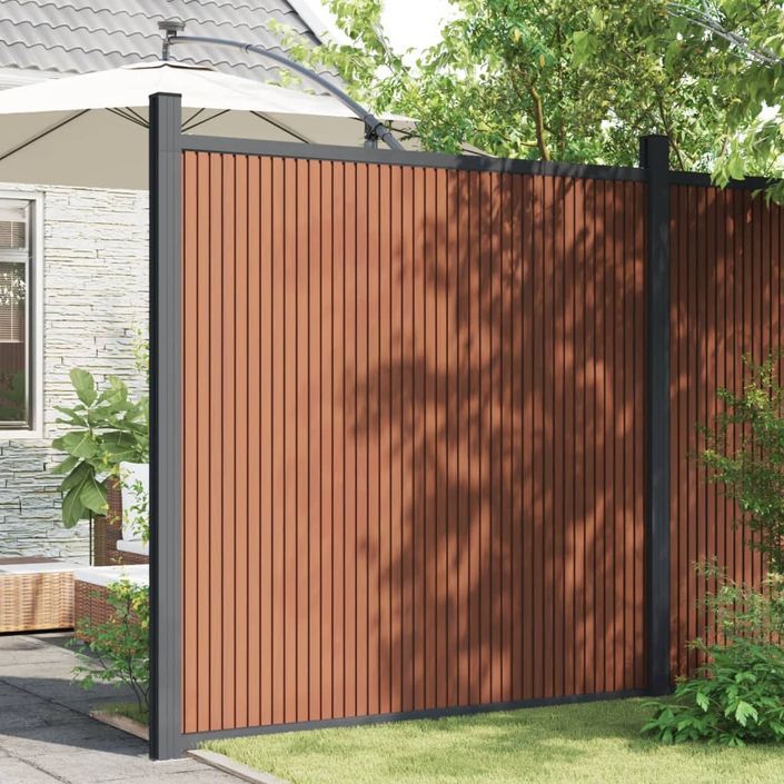 Panneau de clôture avec 2 poteaux marron 180x186 cm WPC - Photo n°3