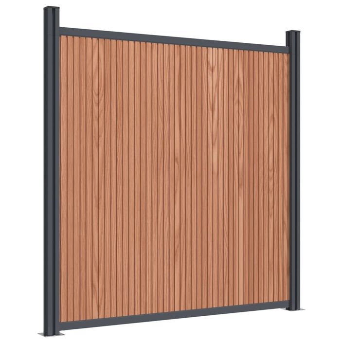 Panneau de clôture avec 2 poteaux marron 180x186 cm WPC - Photo n°6