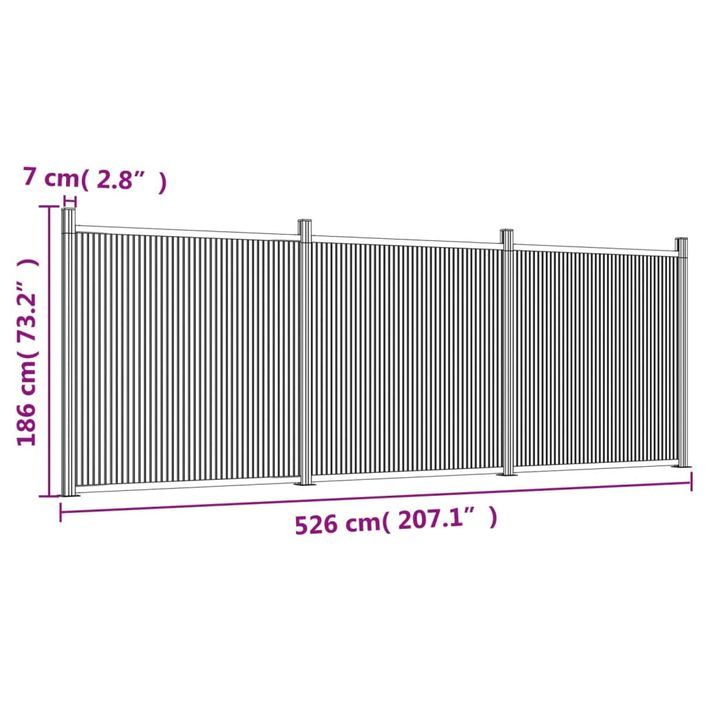 Panneau de clôture gris 526x186 cm WPC - Photo n°9