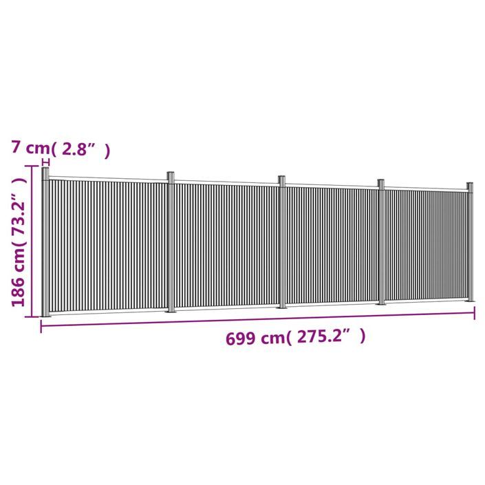 Panneau de clôture gris 699x186 cm WPC - Photo n°9