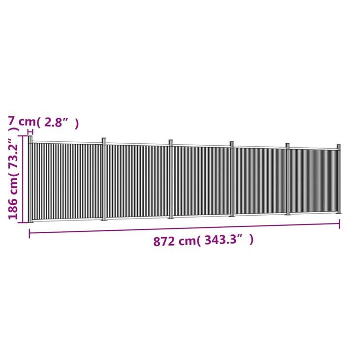 Panneau de clôture gris 872x186 cm WPC - Photo n°9