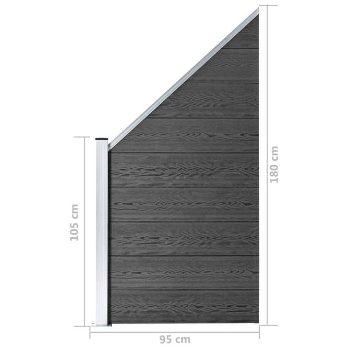 Panneau de clôture WPC 95x(105-180) cm Noir - Photo n°8