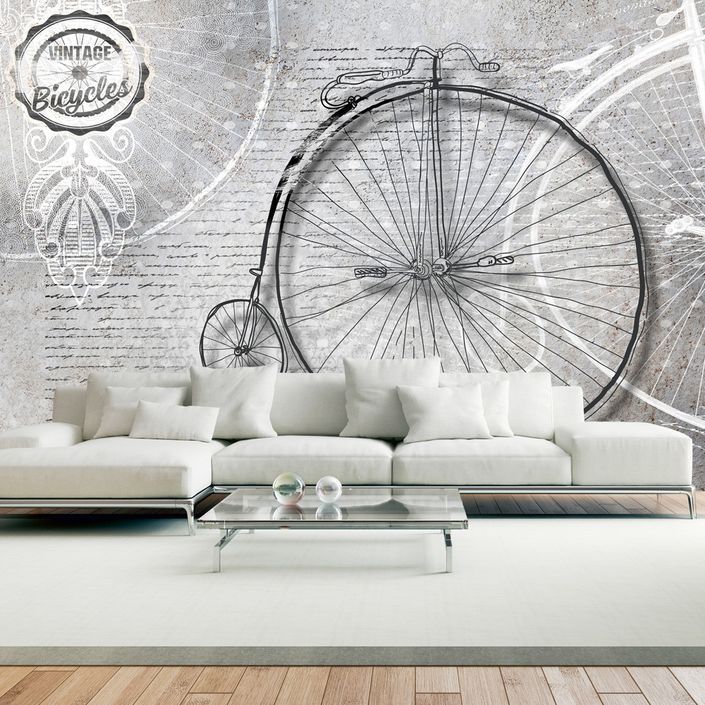 Papier peint Vintage bicycles black and white - Photo n°1