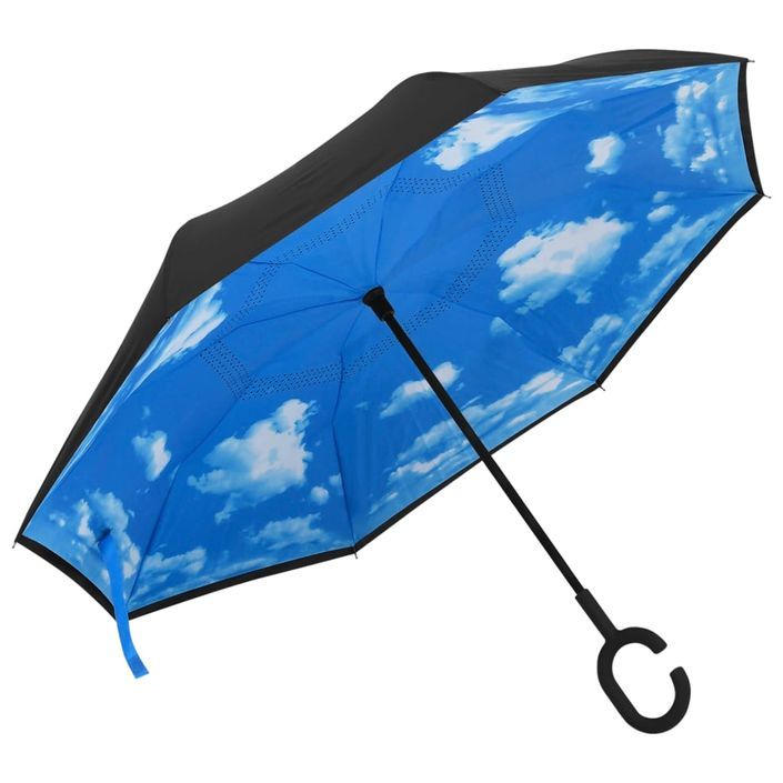 Parapluie à poignée en C Noir 108 cm - Photo n°1