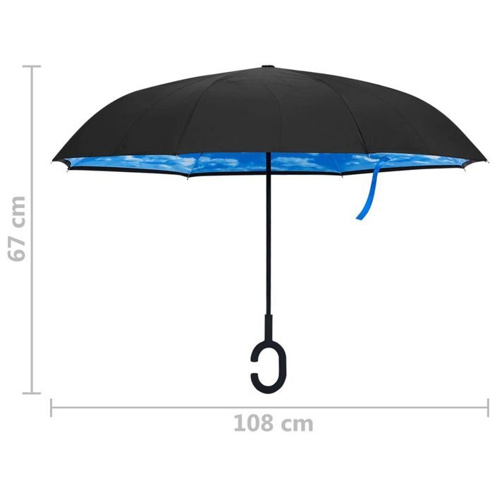 Parapluie à poignée en C Noir 108 cm - Photo n°6