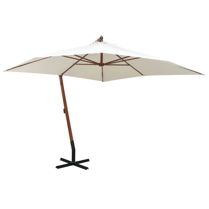 Parasol 300 x 300 cm Poteau en bois Blanc - Photo n°1