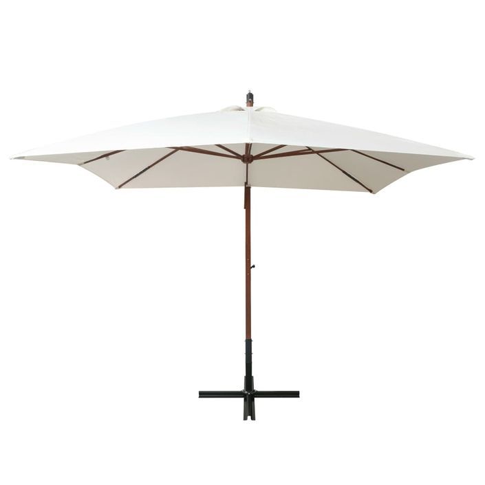 Parasol 300 x 300 cm Poteau en bois Blanc - Photo n°3