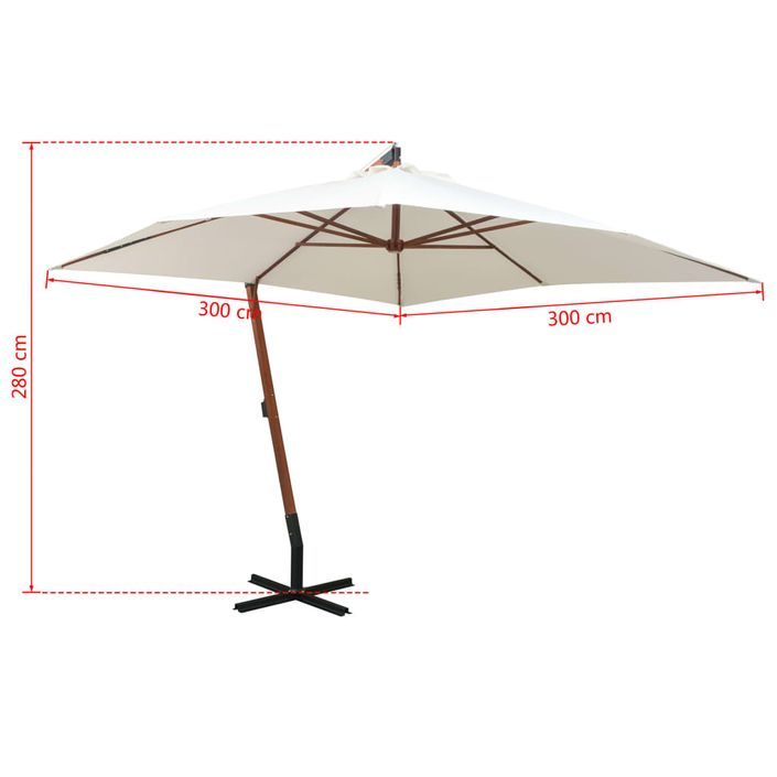 Parasol 300 x 300 cm Poteau en bois Blanc - Photo n°8