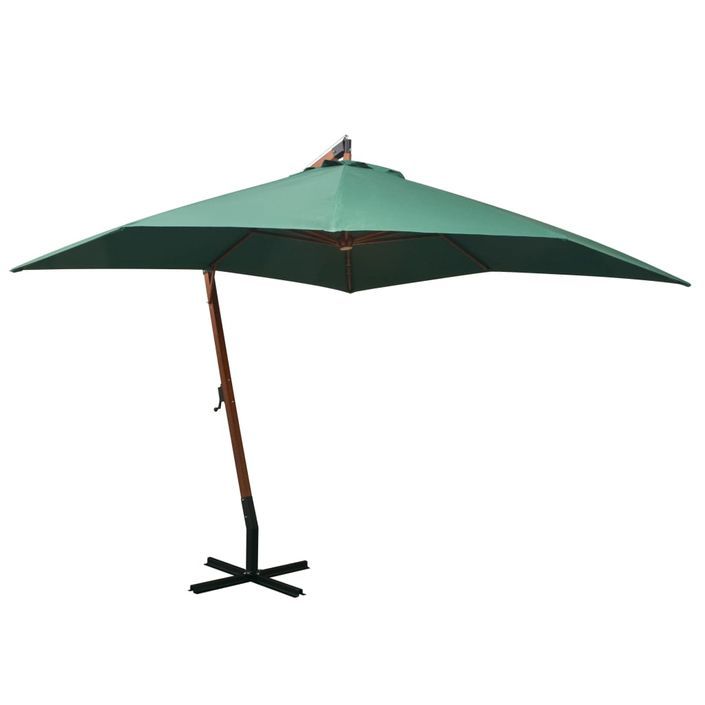 Parasol 300 x 300 cm Poteau en bois Vert - Photo n°1