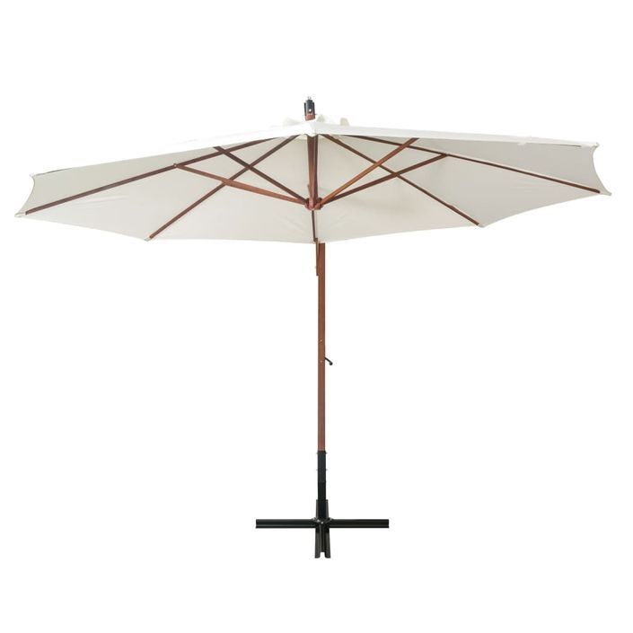 Parasol 350 cm Poteau de bois Blanc - Photo n°4