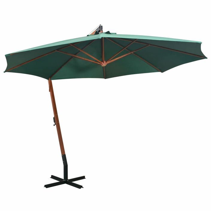 Parasol 350 cm Poteau en bois Vert - Photo n°1