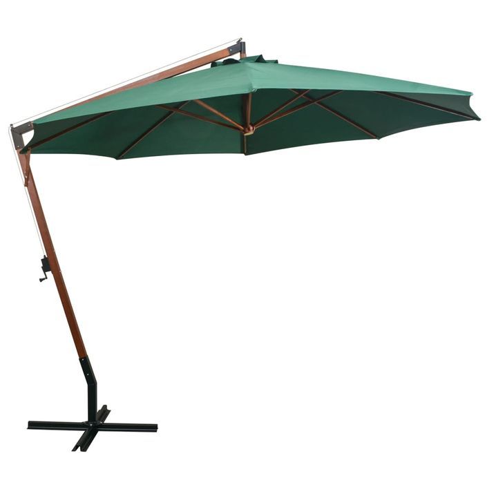 Parasol 350 cm Poteau en bois Vert - Photo n°3