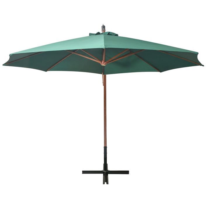 Parasol 350 cm Poteau en bois Vert - Photo n°4