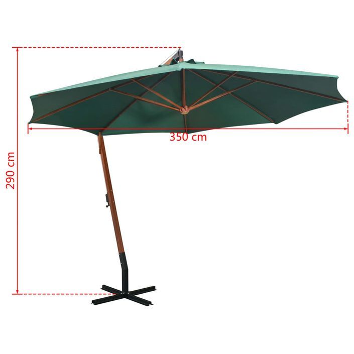 Parasol 350 cm Poteau en bois Vert - Photo n°9