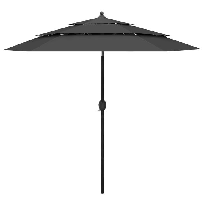 Parasol à 3 niveaux avec mât en aluminium Anthracite 2,5 m - Photo n°1