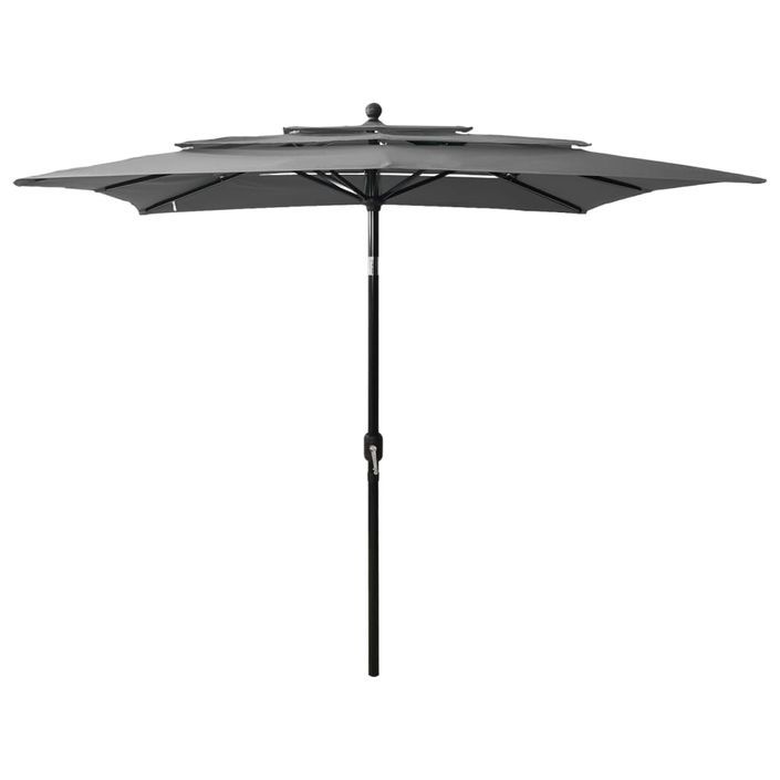 Parasol à 3 niveaux avec mât en aluminium Anthracite 2,5x2,5 m - Photo n°1