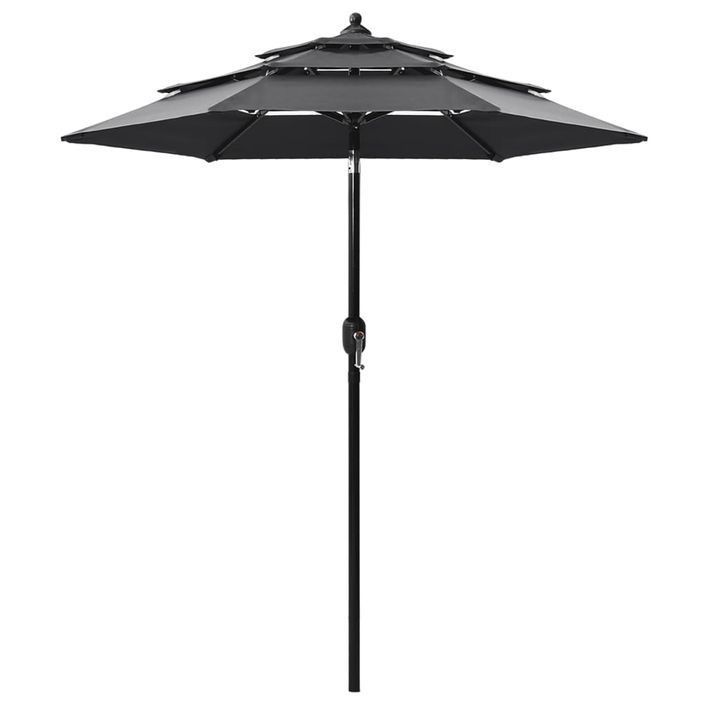 Parasol à 3 niveaux avec mât en aluminium Anthracite 2 m - Photo n°1