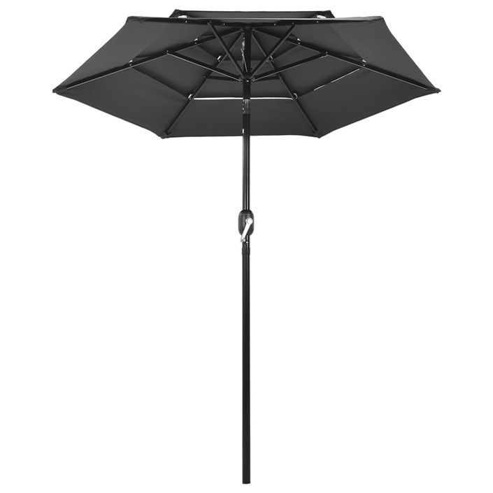 Parasol à 3 niveaux avec mât en aluminium Anthracite 2 m - Photo n°3