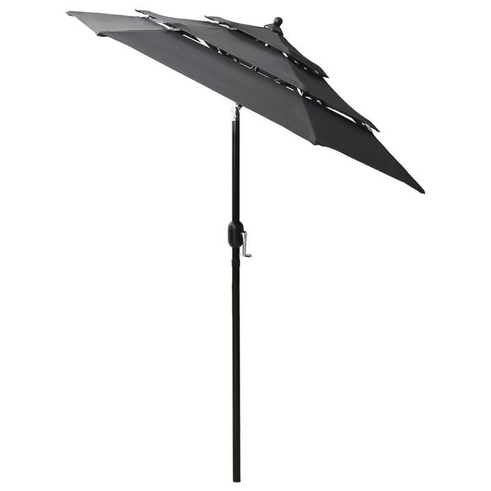 Parasol à 3 niveaux avec mât en aluminium Anthracite 2 m - Photo n°4