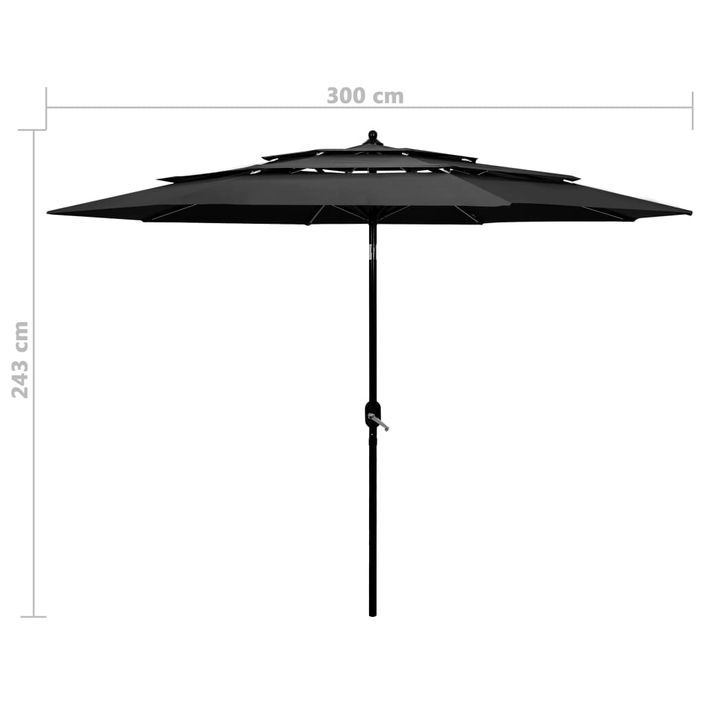 Parasol à 3 niveaux avec mât en aluminium Anthracite 3 m - Photo n°8