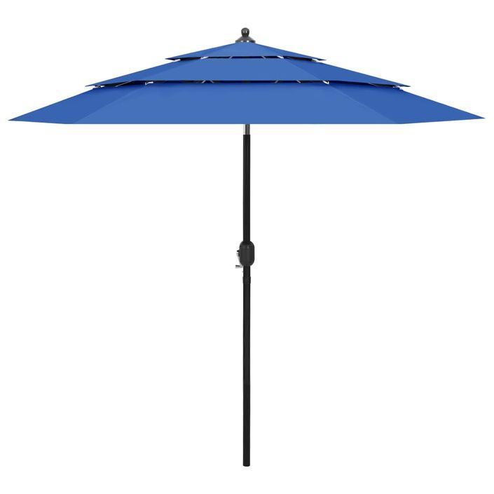 Parasol à 3 niveaux avec mât en aluminium Bleu azuré 2,5 m - Photo n°1