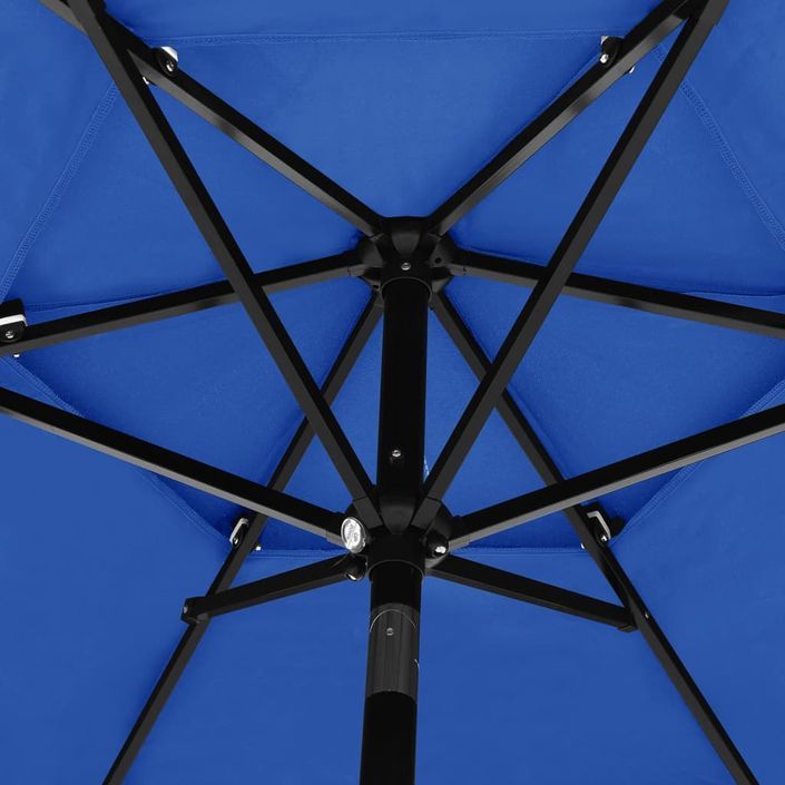 Parasol à 3 niveaux avec mât en aluminium Bleu azuré 2,5 m - Photo n°2