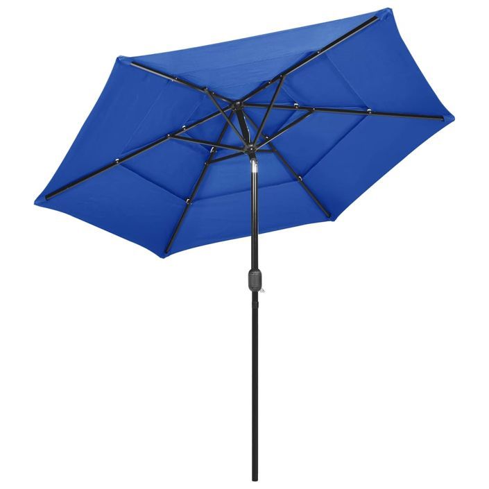 Parasol à 3 niveaux avec mât en aluminium Bleu azuré 2,5 m - Photo n°4