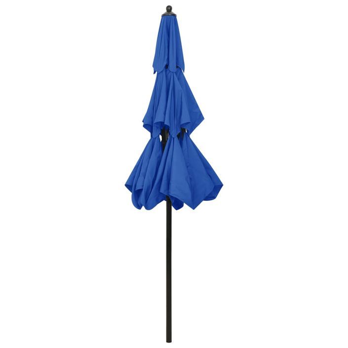 Parasol à 3 niveaux avec mât en aluminium Bleu azuré 2,5 m - Photo n°5