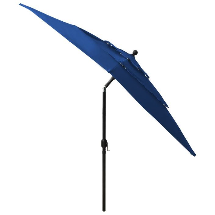 Parasol à 3 niveaux avec mât en aluminium Bleu azuré 2,5x2,5 m - Photo n°5