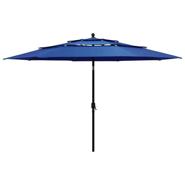 Parasol à 3 niveaux avec mât en aluminium Bleu azuré 3,5 m - Photo n°1