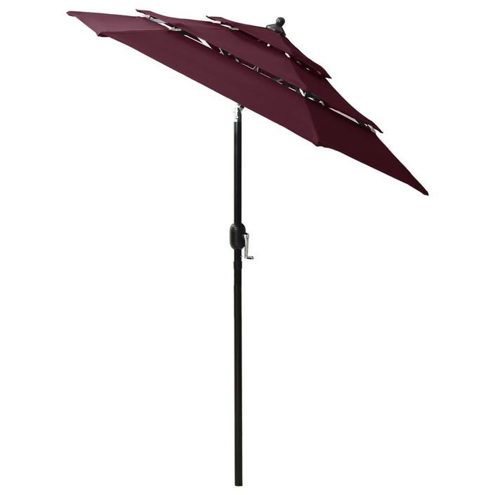 Parasol à 3 niveaux avec mât en aluminium Bordeaux 2 m - Photo n°4