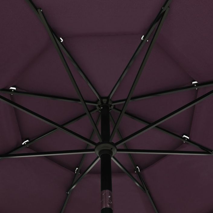 Parasol à 3 niveaux avec mât en aluminium Bordeaux 3,5 m - Photo n°2