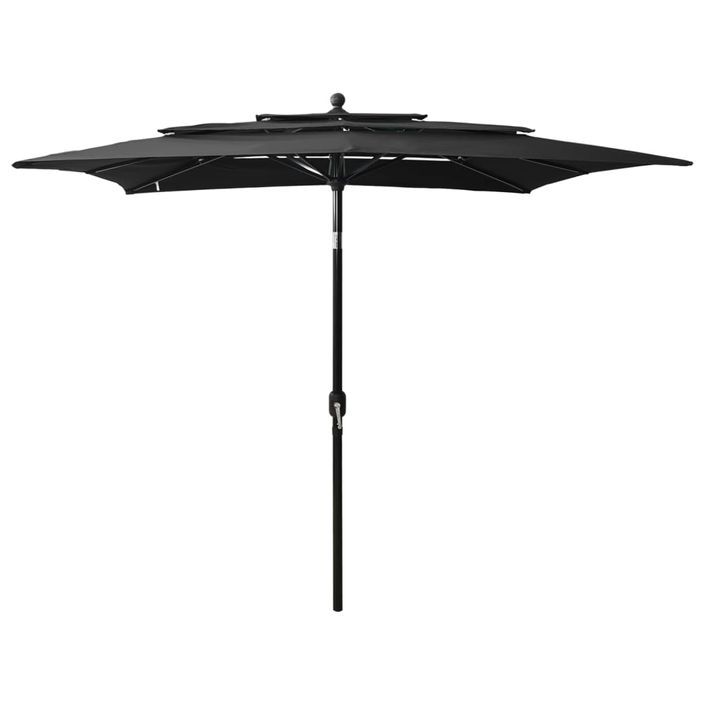 Parasol à 3 niveaux avec mât en aluminium Noir 2,5x2,5 m - Photo n°1