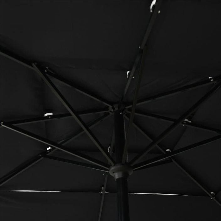 Parasol à 3 niveaux avec mât en aluminium Noir 2,5x2,5 m - Photo n°2