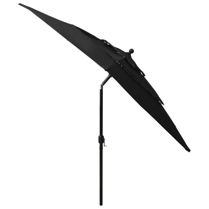 Parasol à 3 niveaux avec mât en aluminium Noir 2,5x2,5 m - Photo n°5