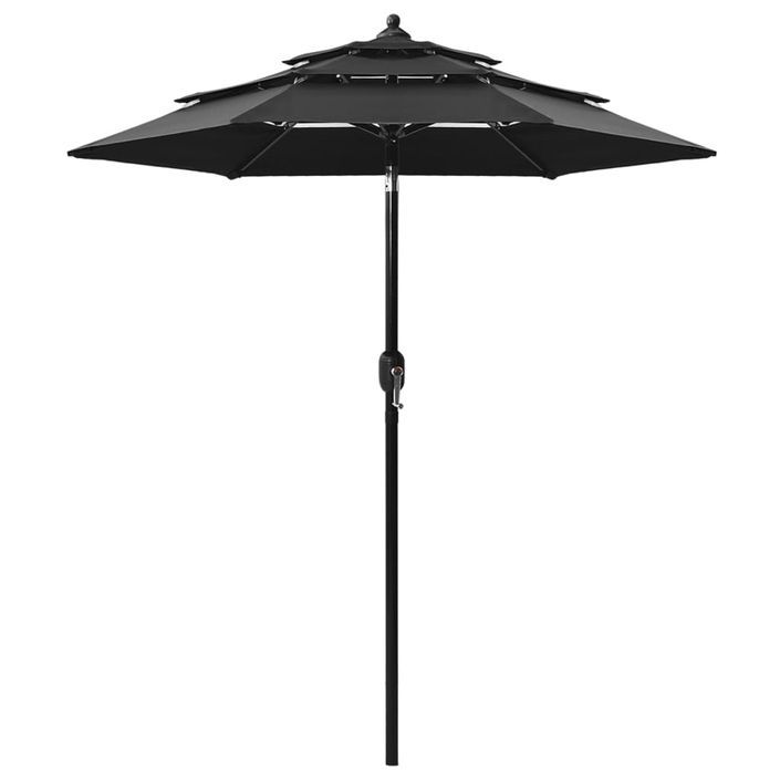 Parasol à 3 niveaux avec mât en aluminium Noir 2 m - Photo n°1